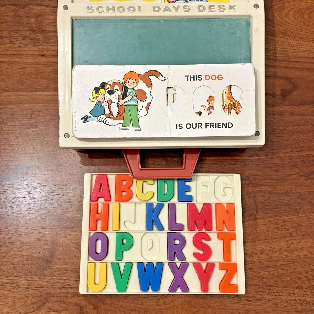 Fisher Price Vintage School Days Desk 176 Educational Toy Chalkboard Letters